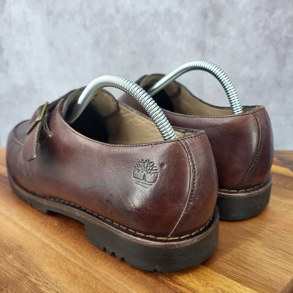 Timberland Monk Strap Shoes Mens 9 Brown Leather Casual Dress Shoes‎ 60048